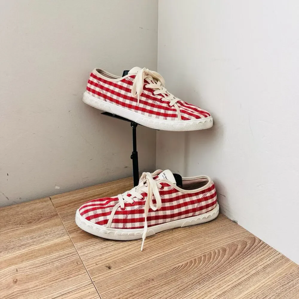 Kate Spade Vale Red And White Checkered Sneakers Women’s Size 10
